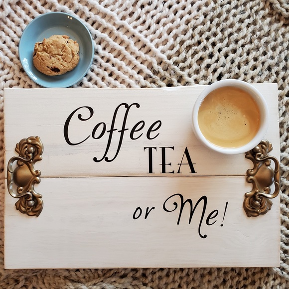 Serving Tray | Solid Repurposed Wood | White Washed | Vinyl Text Quote | Gold Me - Picture 6 of 10